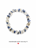 Sodalite and clear quartz crystal chip bracelet handmade by Fi