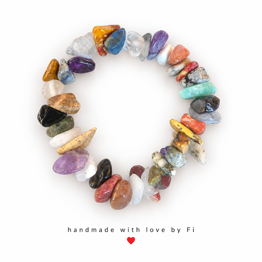 Chunky Mixed Gemstone Chip Bracelet handmade by Fi