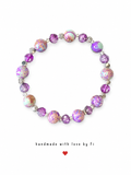 Purple sea sediment jasper and amethyst crystal bracelet with antique silver Tibetan spacers handmade by Fi