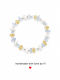 White howlite, aquamarine and citrine chip bracelet with clear crystal bicones and silver ball spacers handmade by Fi