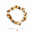 Tiger's eye clear quartz and picture jasper chip stretch bracelet handmade by Fi