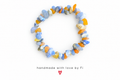 Blue chalcedony and orange amber chip bracelet handmade by Fi