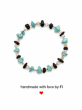 Turquoise, black onyx and champagne crystal bracelet with silver ball spacers handmade by Fi