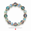 Teal Galaxy & Mint Crystal Bracelet with Gold Cube Spacers handmade by Fi