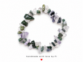Moss agate amethyst and clear quartz chip bracelet handmade by Fi