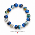 Cobalt Blue Galaxy & Crackle Bead Bracelet handmade by Fi