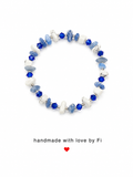 Sodalite, howlite and cobalt blue crystal rondelle bracelet with silver ball spacers handmade by Fi