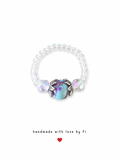 Teal and purple sea sediment jasper focal ring with AB crystal chunks and silver bead caps handmade by Fi