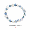 Angelite, opalite and clear quartz bracelet with rainbow hematite disc spacers handmade by Fi