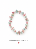 Amazonite and pink rhodonite chip bracelet with clear crystal spacers handmade by Fi