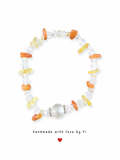 Carnelian and citrine chip bracelet with moonstone focal bead and AB crystal bicones handmade by Fi