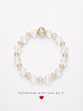 Star etched frosted crystal and champagne crystal bracelet with large filigree focal bead handmade by Fi