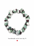 Garnet, green aventurine and clear quartz chip bracelet handmade by Fi
