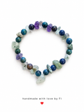 Mixed gemstone chip bracelet with apatite lapis lazuli amethyst prehnite and aquamarine handmade by Fi