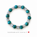 Handmade teal chrysocolla and labradorite gemstone bracelet with silver spacers