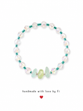 Iridescent AB crystal and sea glass chip bracelet with teal metallic seed beads handmade by Fi