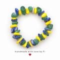 Green Aventurine, Lapis Lazuli & Yellow Magnesite Chip Bracelet handmade by Fi