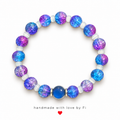 Blue & Purple Galaxy Crackle Bracelet with Mood Bead handmade by Fi