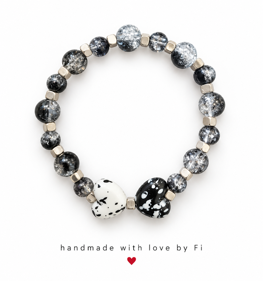 Black Galaxy Crackle & Splatter Art Focal Bracelet handmade by Fi