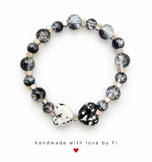 Black Galaxy Crackle & Splatter Art Focal Bracelet handmade by Fi