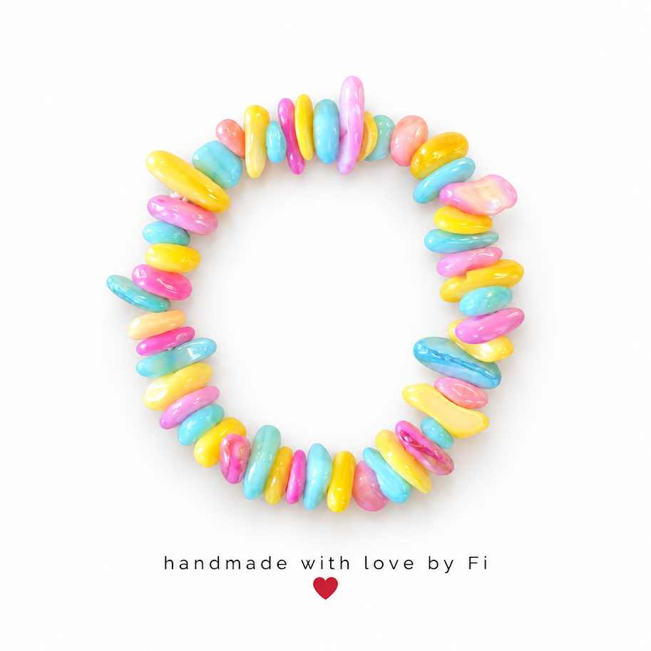 Pastel Candy Chip Bead Bracelet handmade by Fi