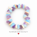 Aquamarine, Amethyst & Shell Chunky Chip Bracelet handmade by Fi