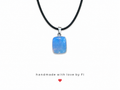 Opalite tumbled rectangle pendant necklace on black wax cord with silver bail handmade by Fi