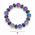Purple & Blue Iridescent Cabochon & Navy Crystal Bracelet handmade by Fi