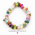 Full Rainbow Mixed Gemstone Chip Bracelet handmade by Fi