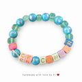 F*ck Cancer Pastel Letter Cube & Galaxy Bead Bracelet handmade by Fi