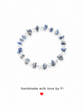 Blue and white sodalite chip bracelet with clear crystal bicone spacers handmade by Fi