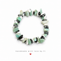 Amazonite snowflake obsidian and white howlite chip stretch bracelet handmade by Fi
