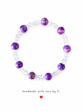 Purple imperial jasper and iridescent AB crystal bicone bracelet handmade by Fi