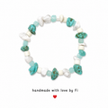 Turquoise, white howlite and amazonite chip bracelet handmade by Fi